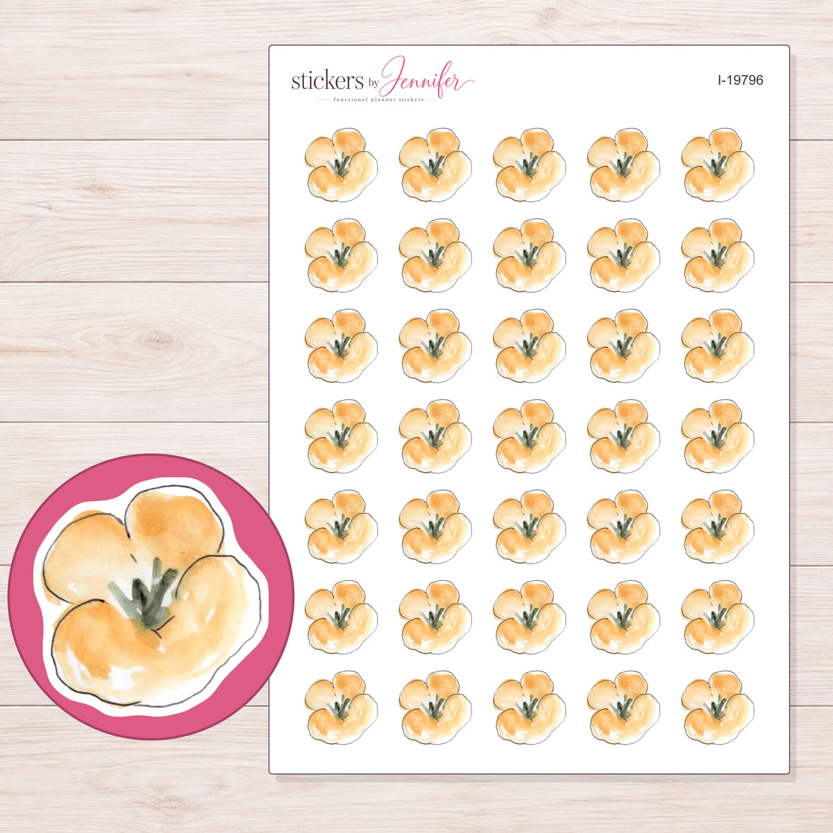 I-19796 planner sticker sheet with enlarged sticker detail