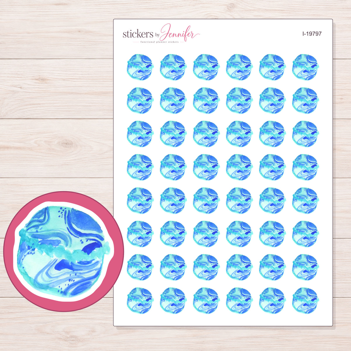 I-19797 planner sticker sheet with enlarged sticker detail