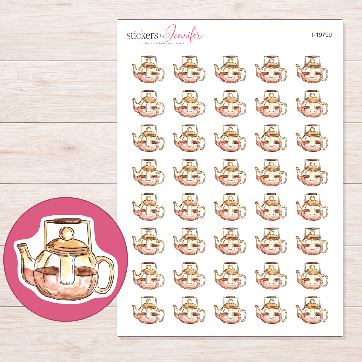 I-19799 planner sticker sheet with enlarged sticker detail