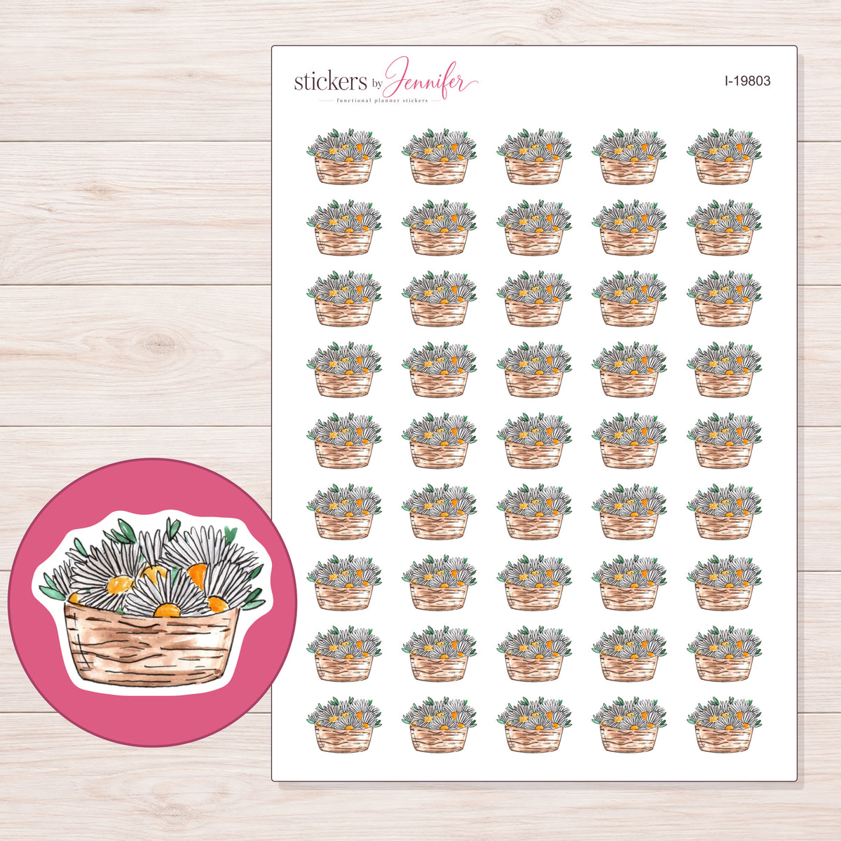 I-19803 planner sticker sheet with enlarged sticker detail