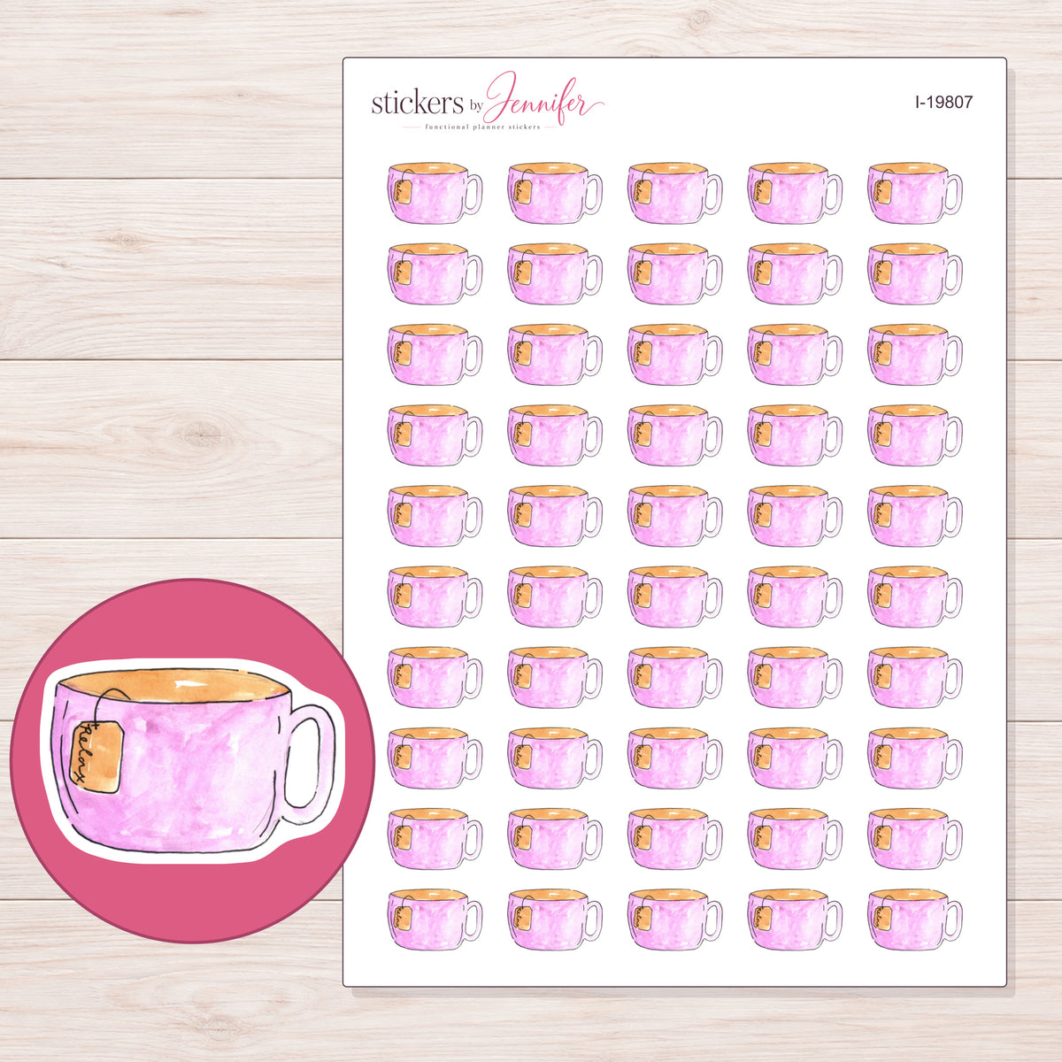 I-19807 planner sticker sheet with enlarged sticker detail