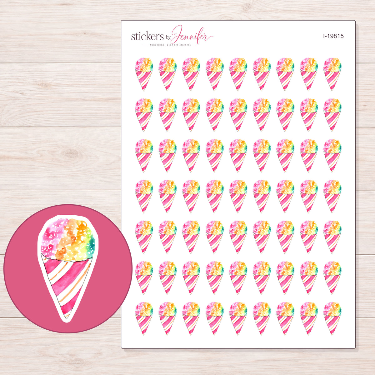 I-19815 planner sticker sheet with enlarged sticker detail