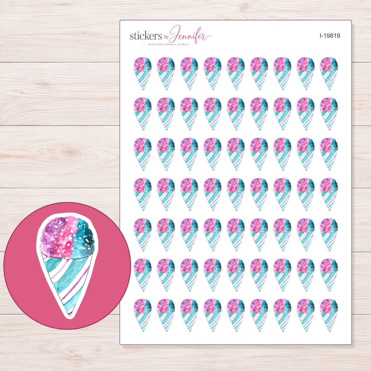 I-19819 planner sticker sheet with enlarged sticker detail