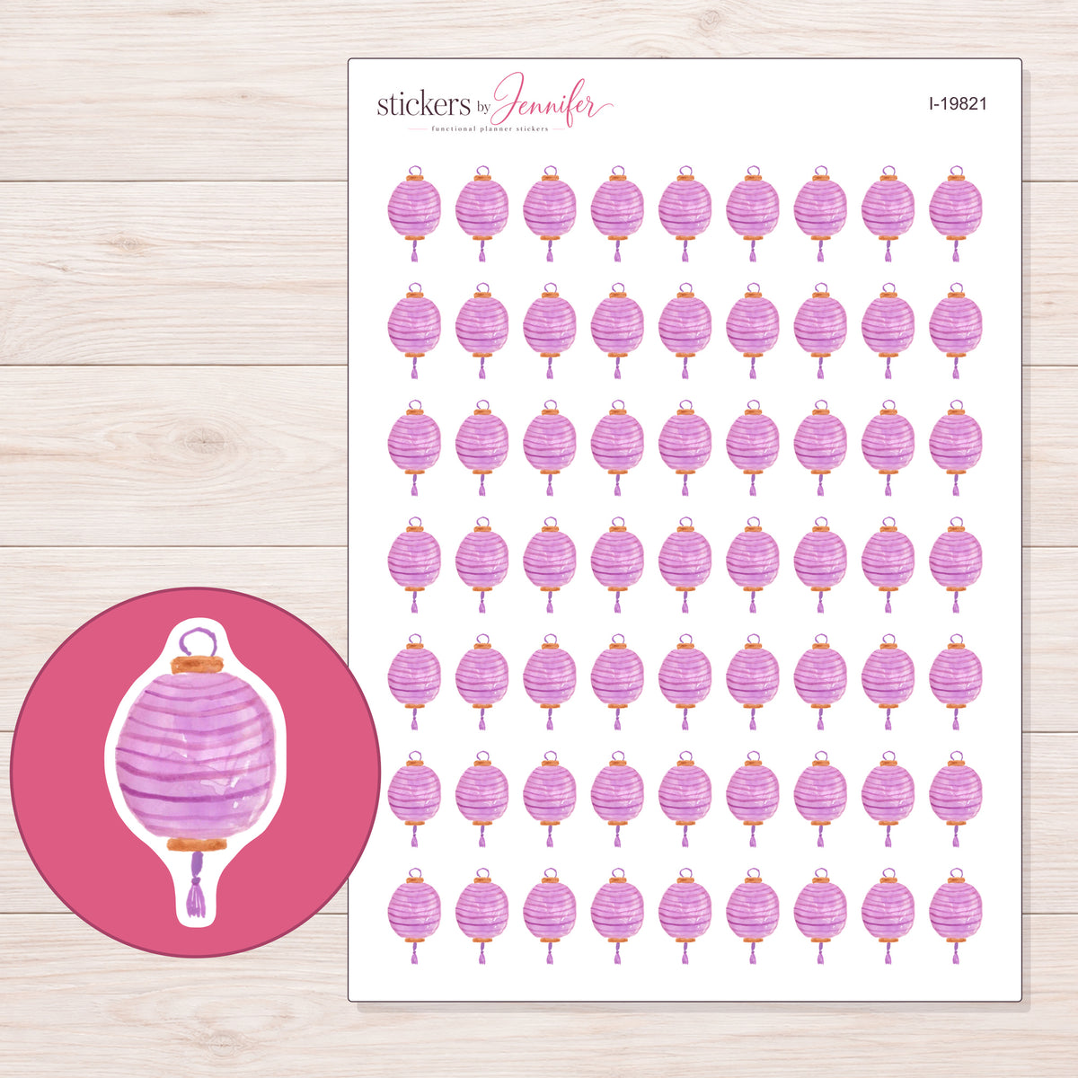 I-19821 planner sticker sheet with enlarged sticker detail