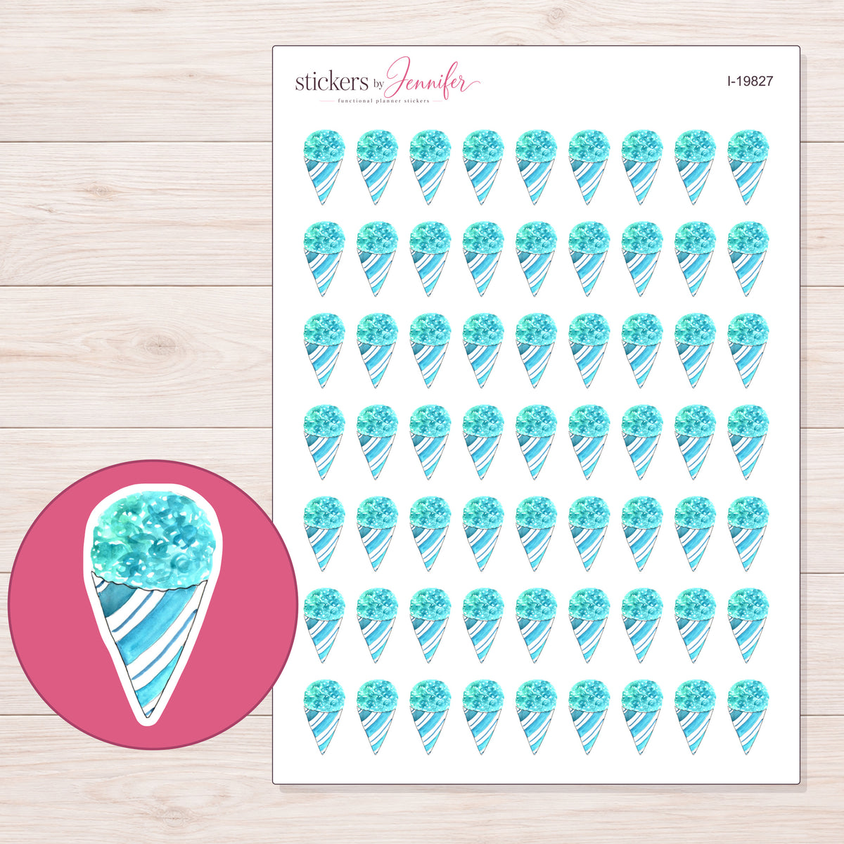 I-19827 planner sticker sheet with enlarged sticker detail