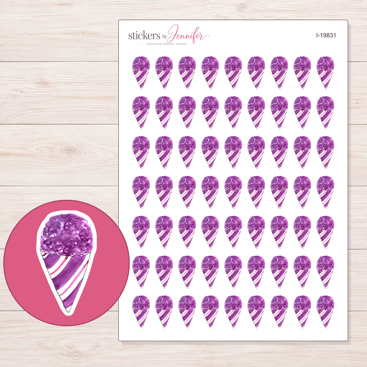 I-19831 planner sticker sheet with enlarged sticker detail