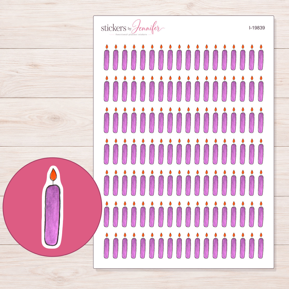 I-19839 planner sticker sheet with enlarged sticker detail