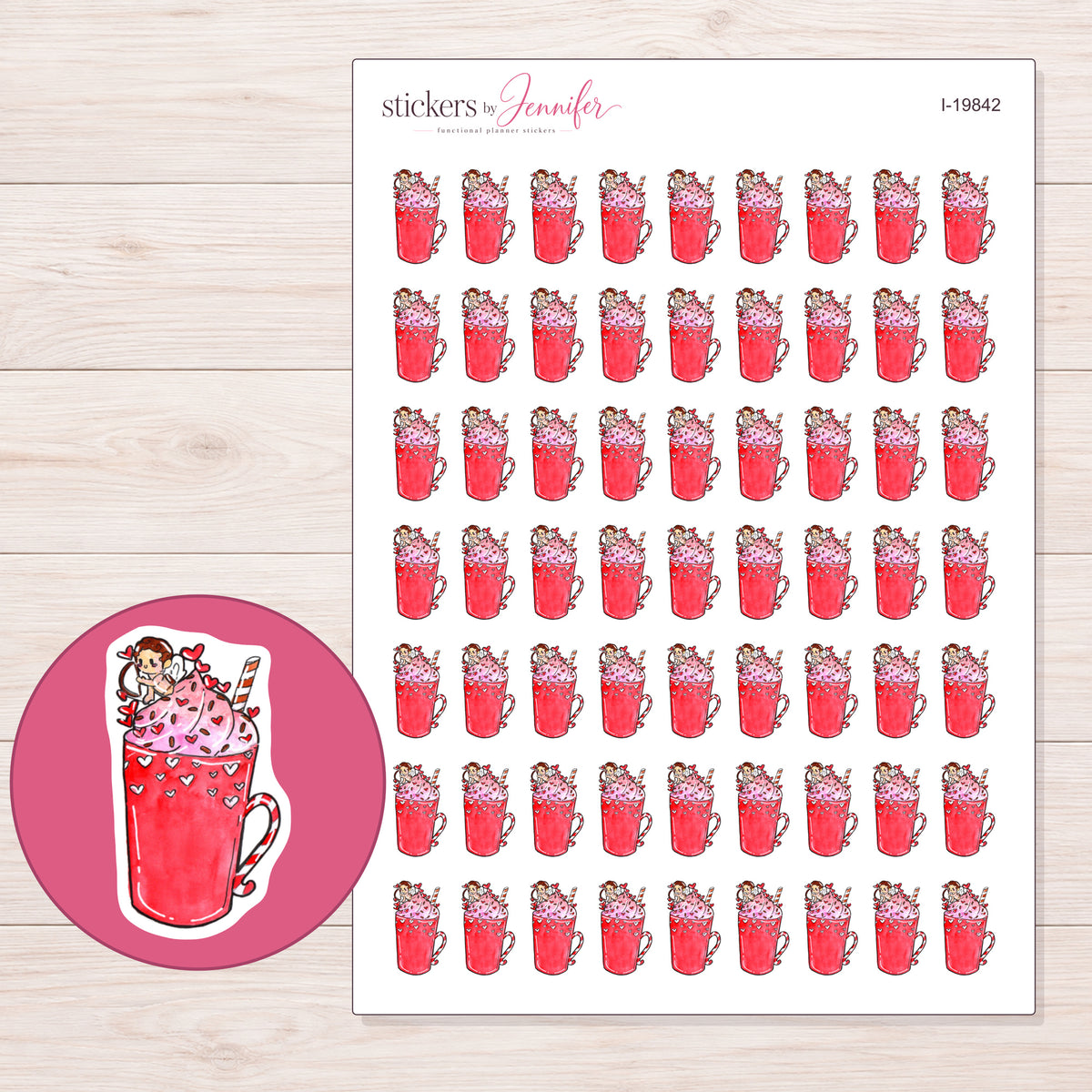 I-19842 planner sticker sheet with enlarged sticker detail