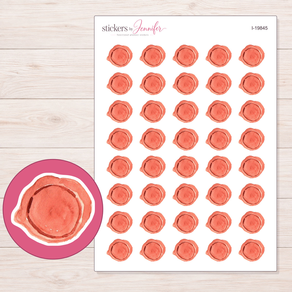I-19845 planner sticker sheet with enlarged sticker detail
