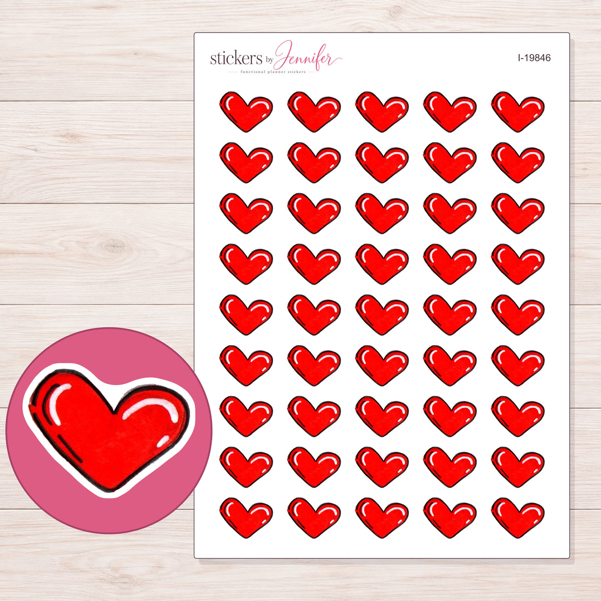 I-19846 planner sticker sheet with enlarged sticker detail