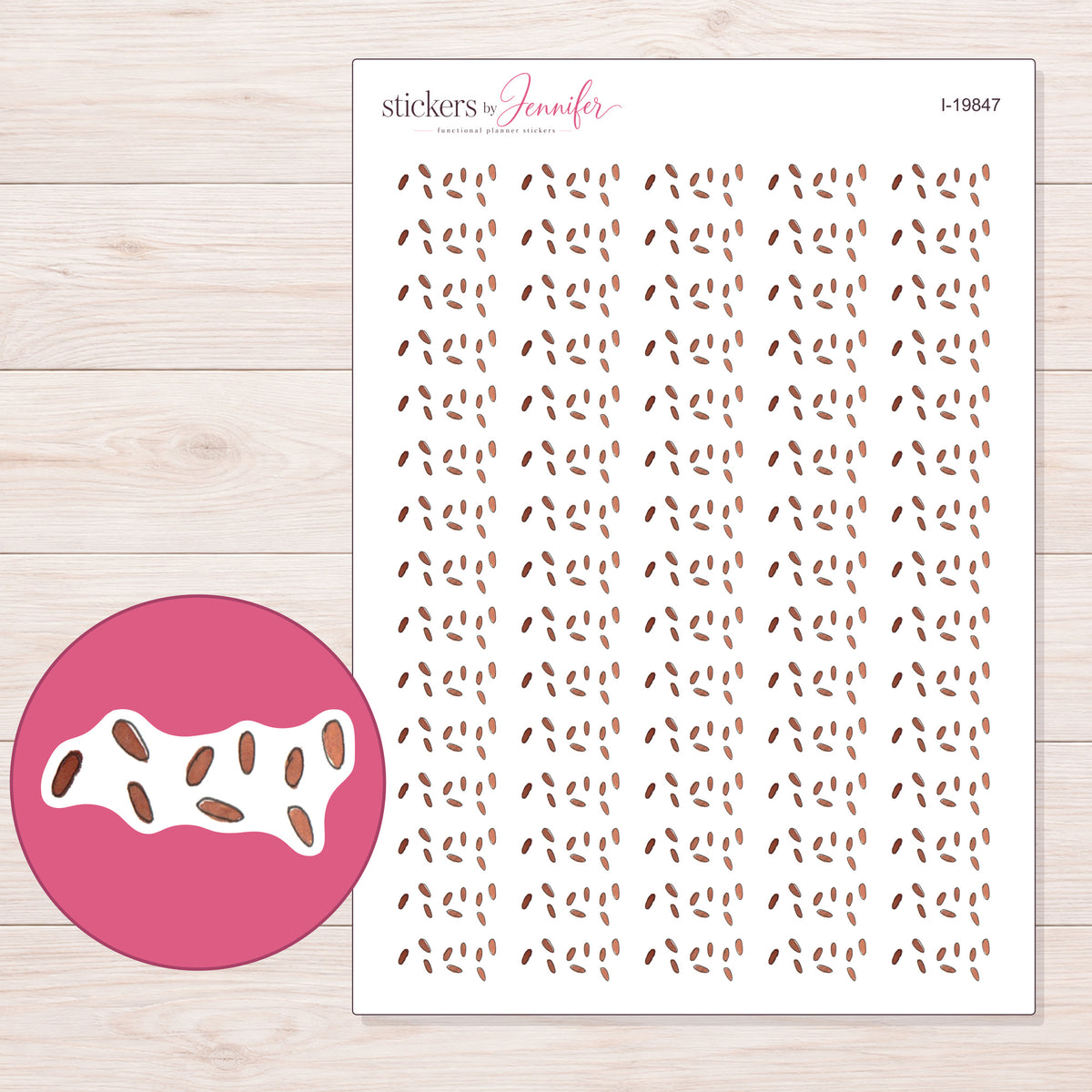 I-19847 planner sticker sheet with enlarged sticker detail