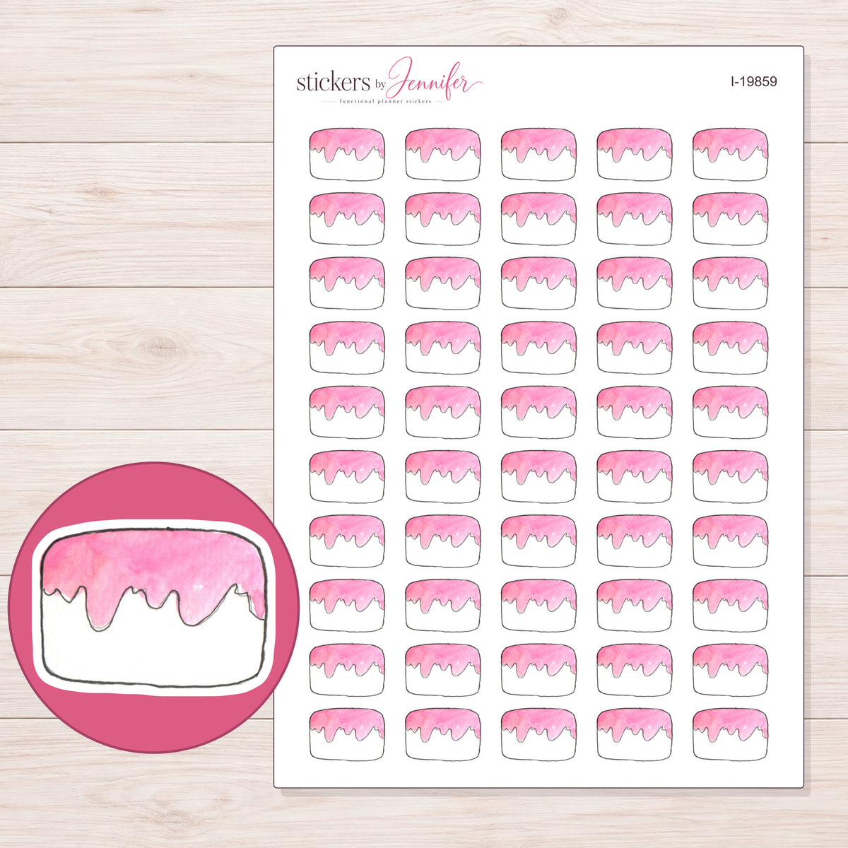 I-19859 planner sticker sheet with enlarged sticker detail