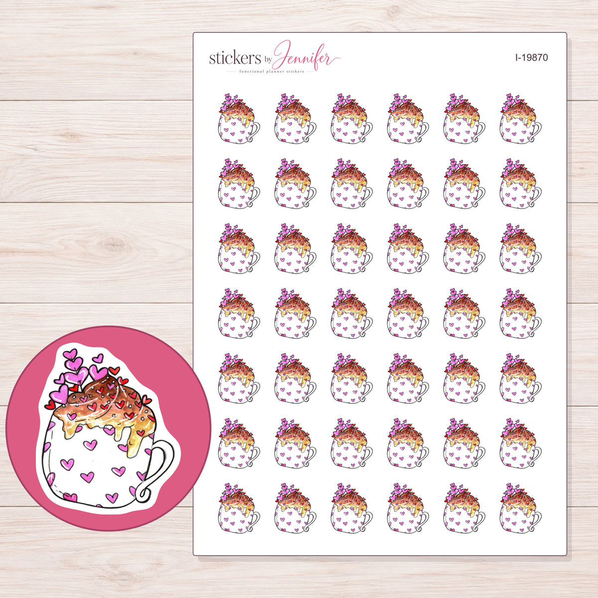 I-19870 planner sticker sheet with enlarged sticker detail