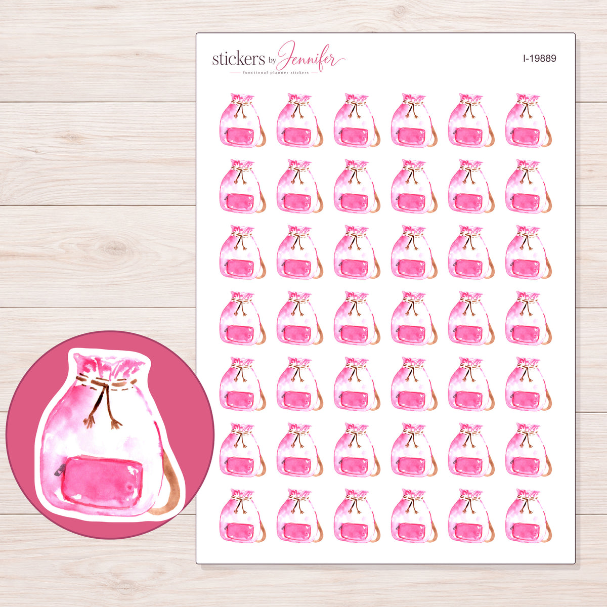 I-19889 planner sticker sheet with enlarged sticker detail