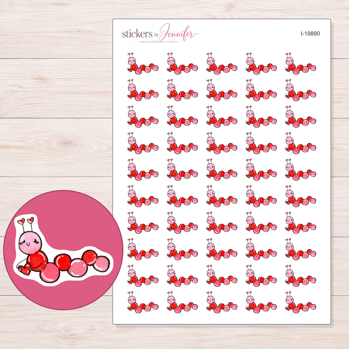 I-19890 planner sticker sheet with enlarged sticker detail