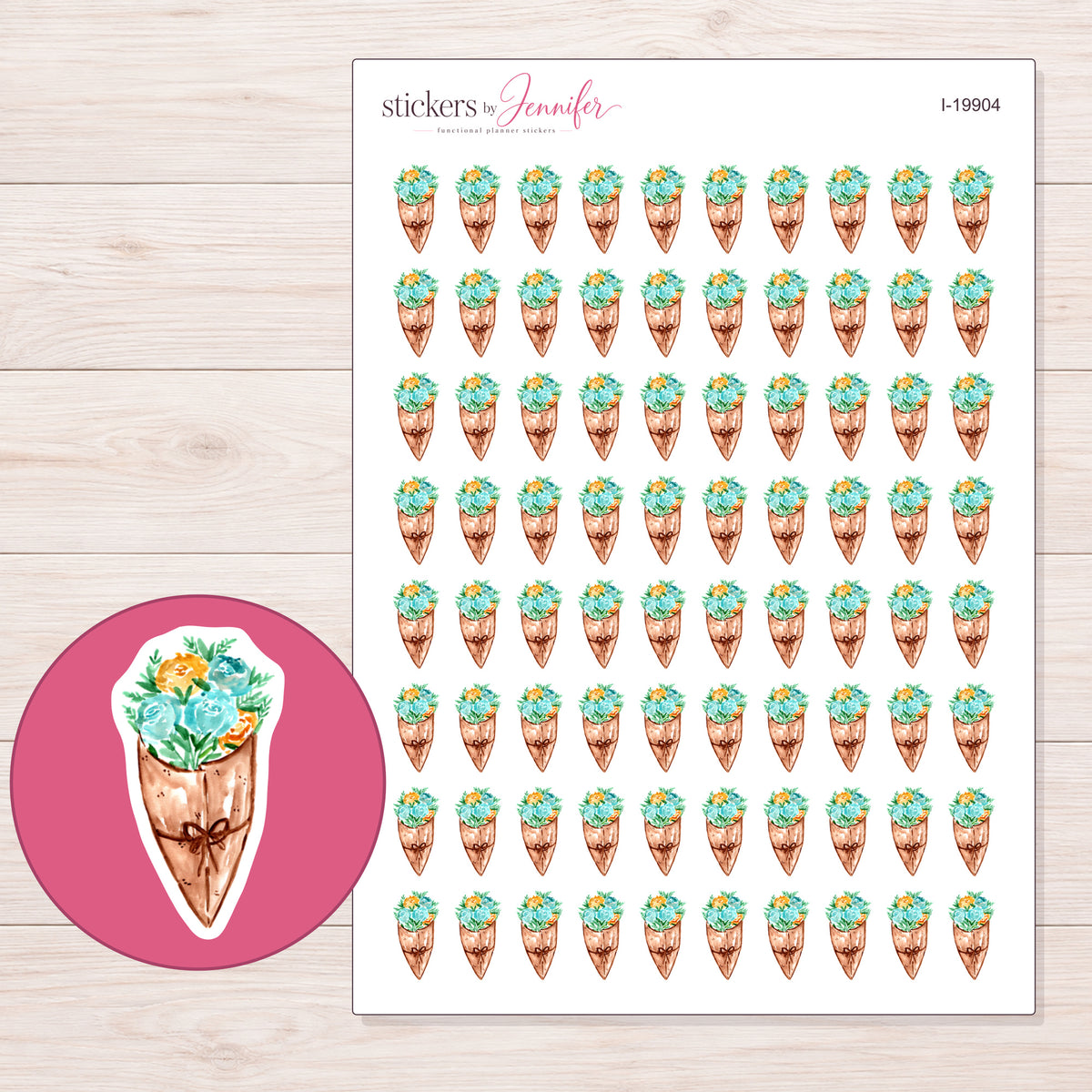 I-19904 planner sticker sheet with enlarged sticker detail