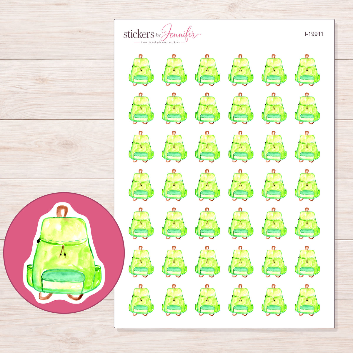 I-19911 planner sticker sheet with enlarged sticker detail