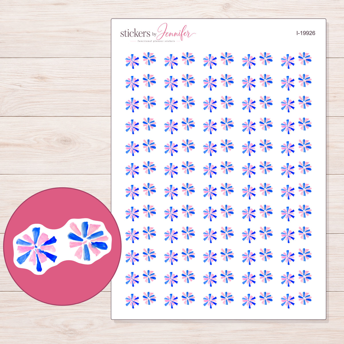 I-19926 planner sticker sheet with enlarged sticker detail