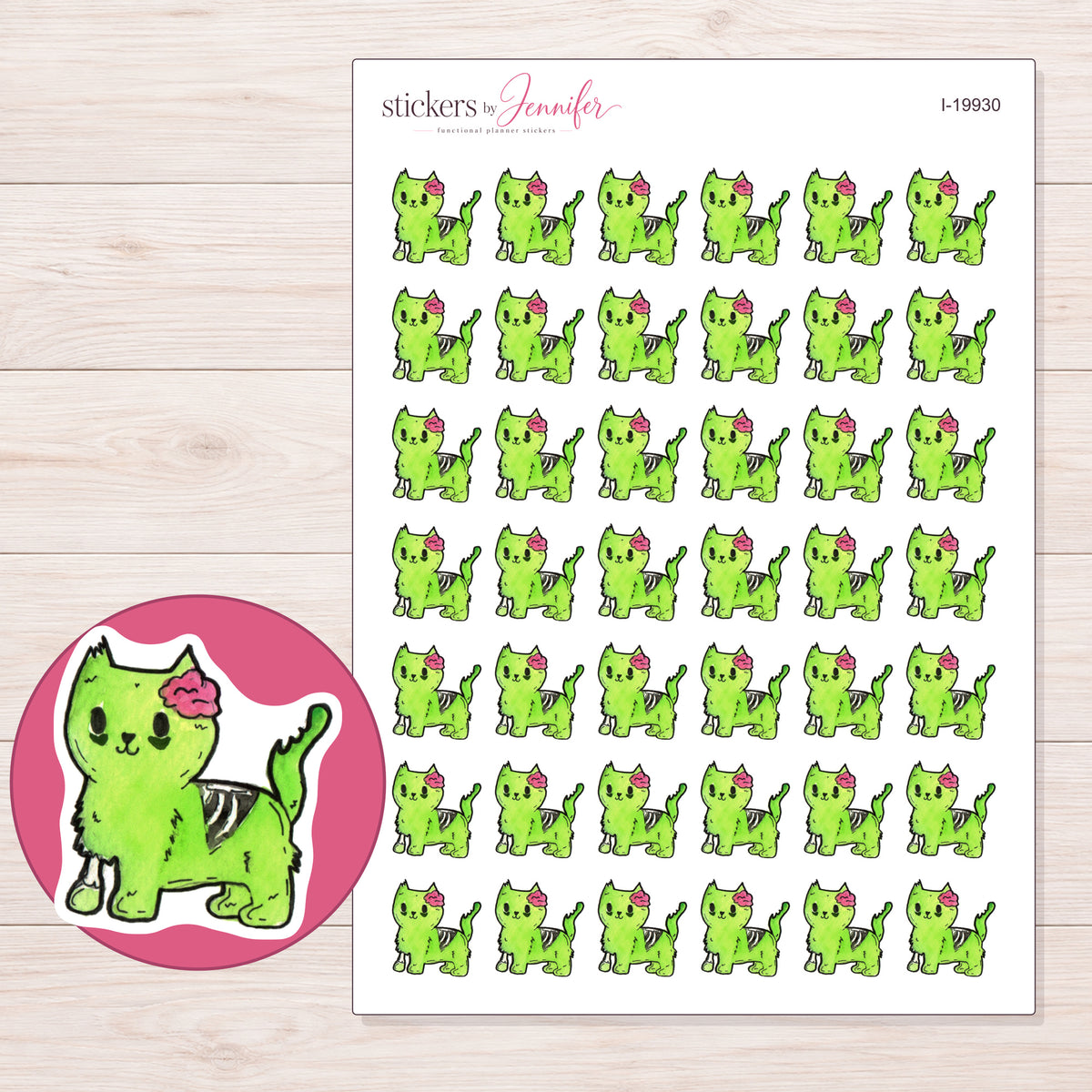 I-19930 planner sticker sheet with enlarged sticker detail