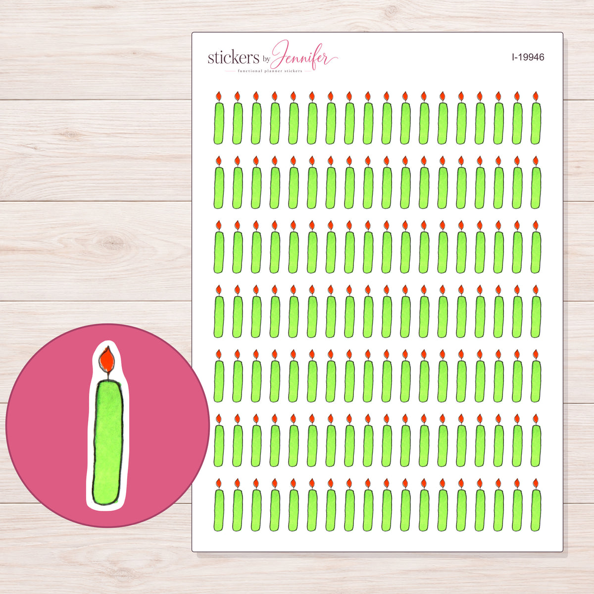 I-19946 planner sticker sheet with enlarged sticker detail