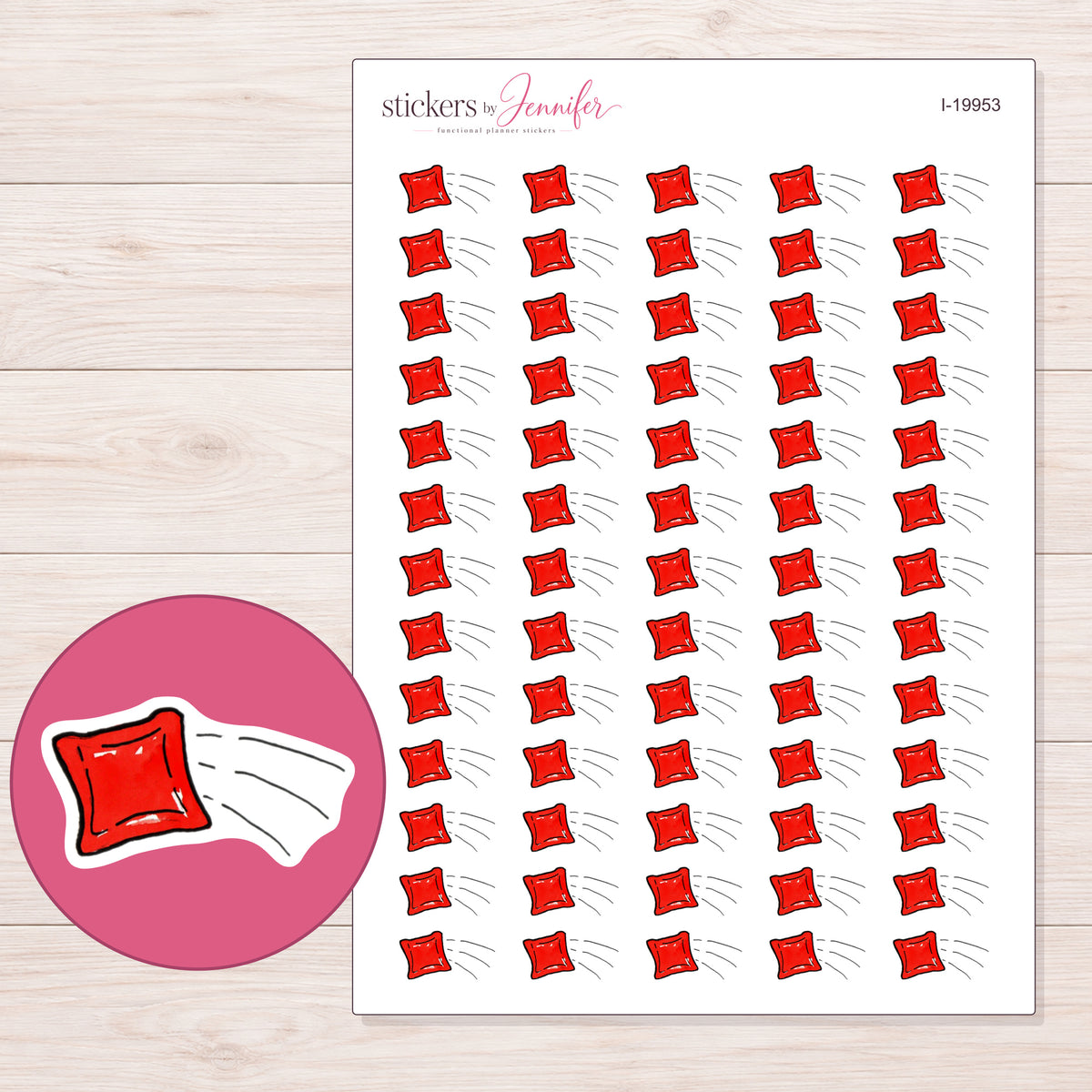 I-19953 planner sticker sheet with enlarged sticker detail