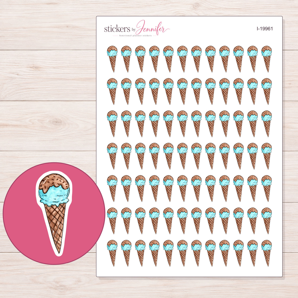 I-19961 planner sticker sheet with enlarged sticker detail
