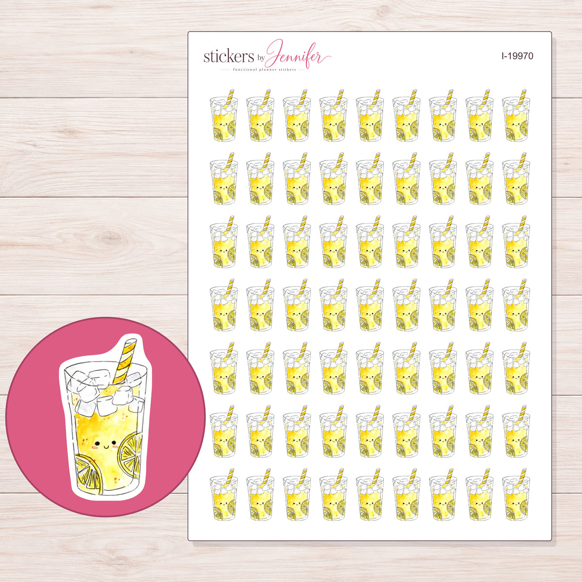 I-19970 planner sticker sheet with enlarged sticker detail
