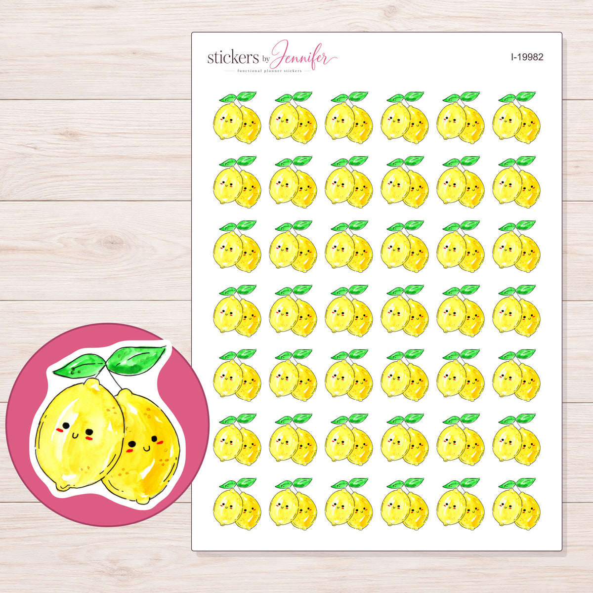 I-19982 planner sticker sheet with enlarged sticker detail