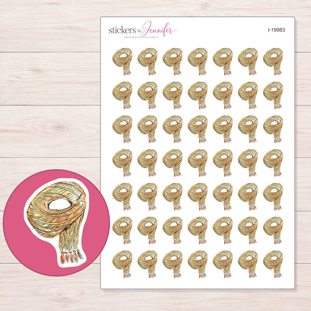 I-19983 planner sticker sheet with enlarged sticker detail