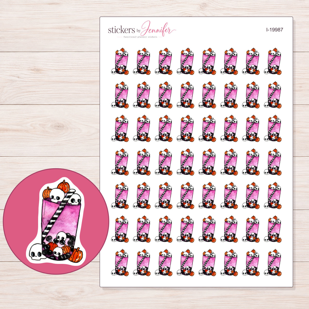 I-19987 planner sticker sheet with enlarged sticker detail