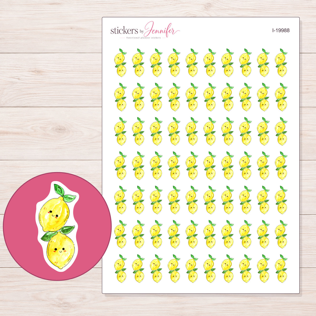 I-19988 planner sticker sheet with enlarged sticker detail