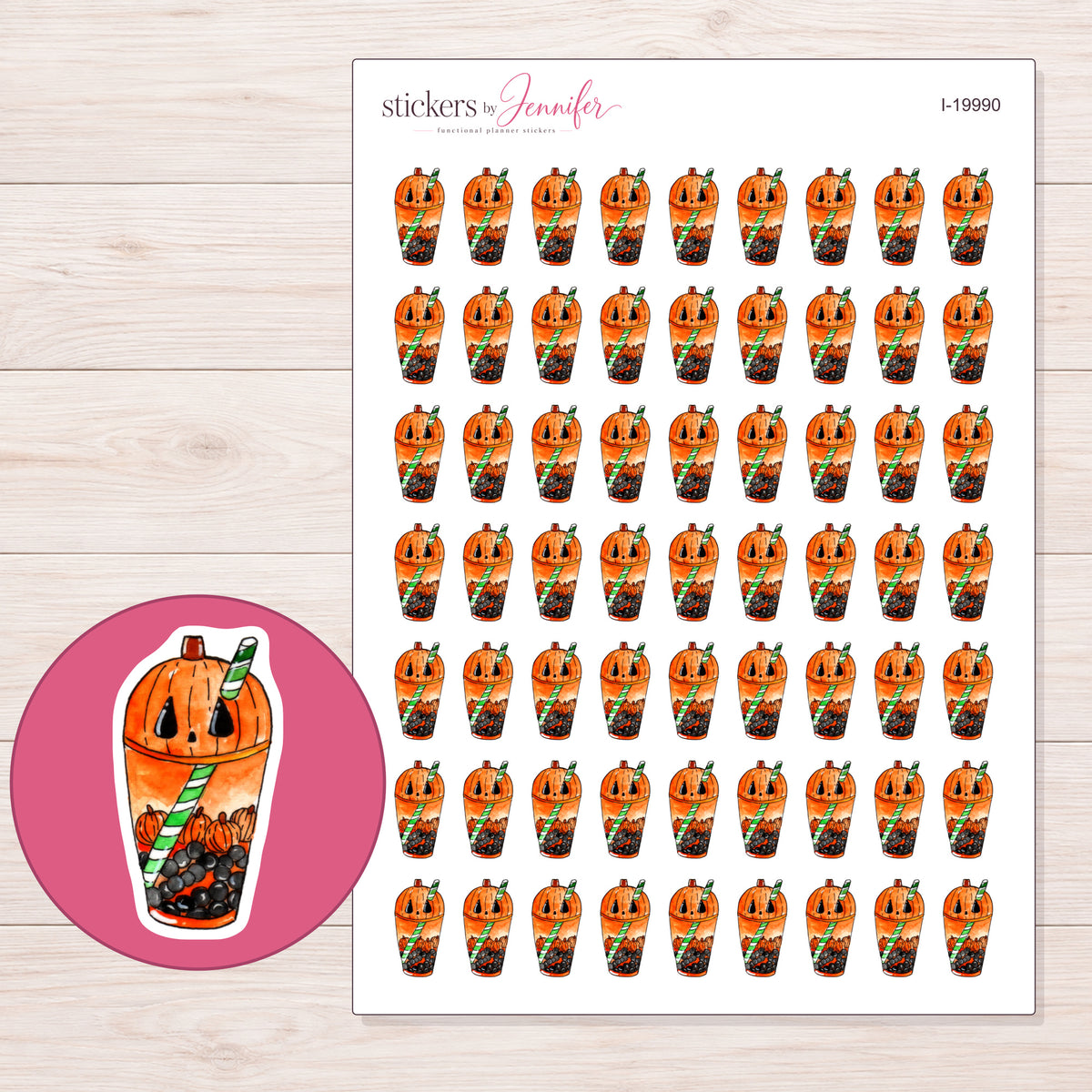 I-19990 planner sticker sheet with enlarged sticker detail