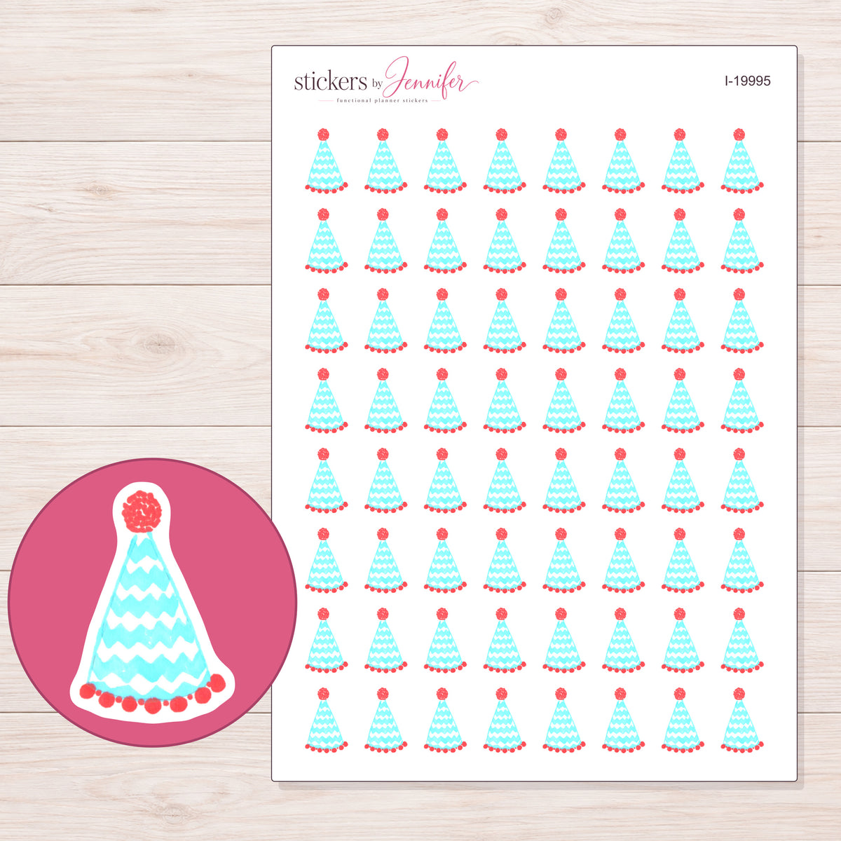 I-19995 planner sticker sheet with enlarged sticker detail