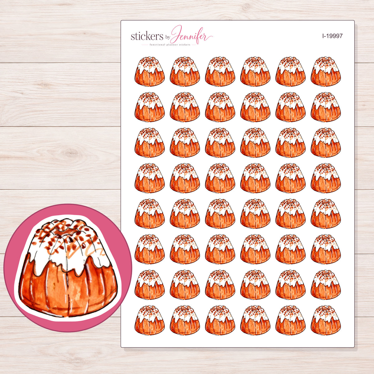 I-19997 planner sticker sheet with enlarged sticker detail