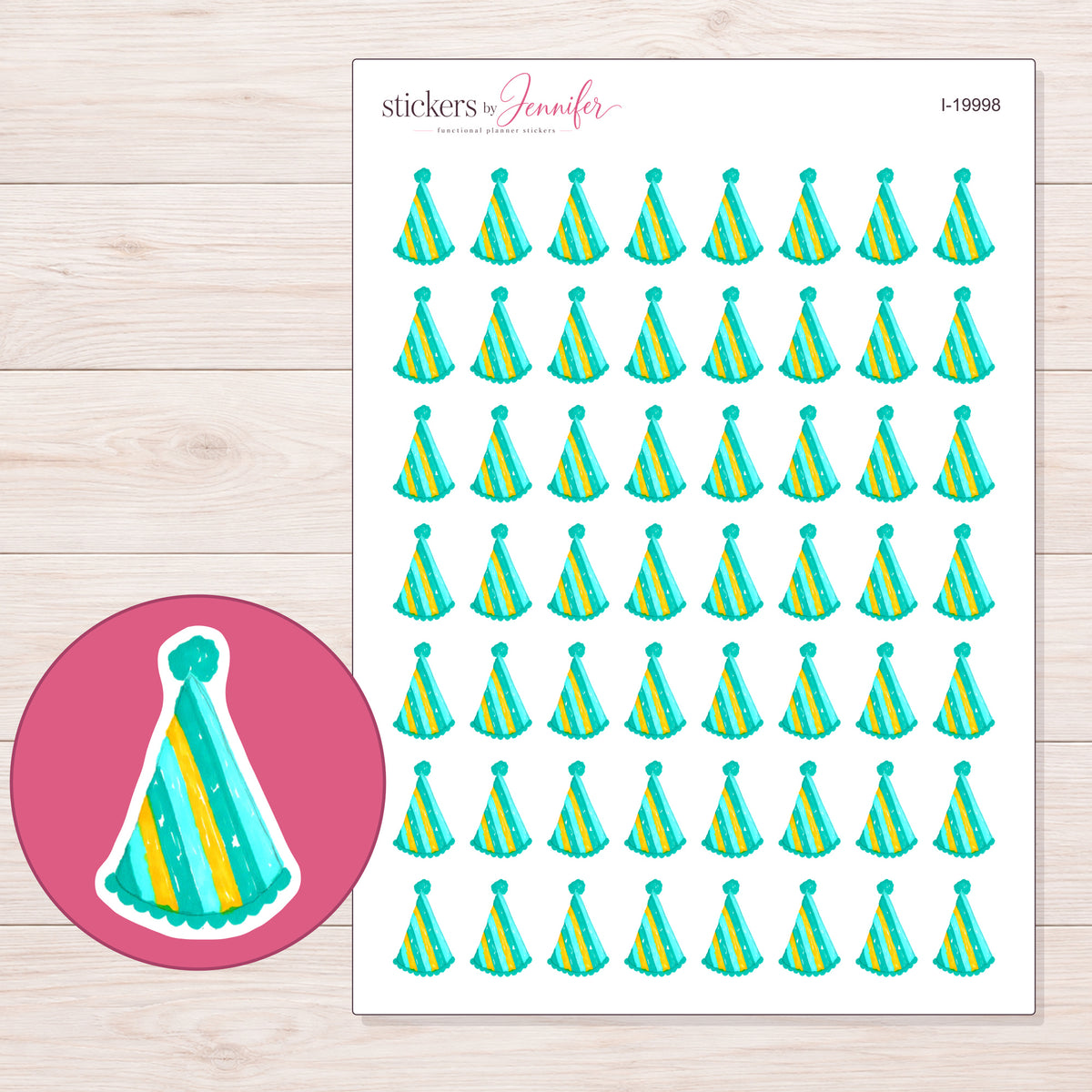 I-19998 planner sticker sheet with enlarged sticker detail