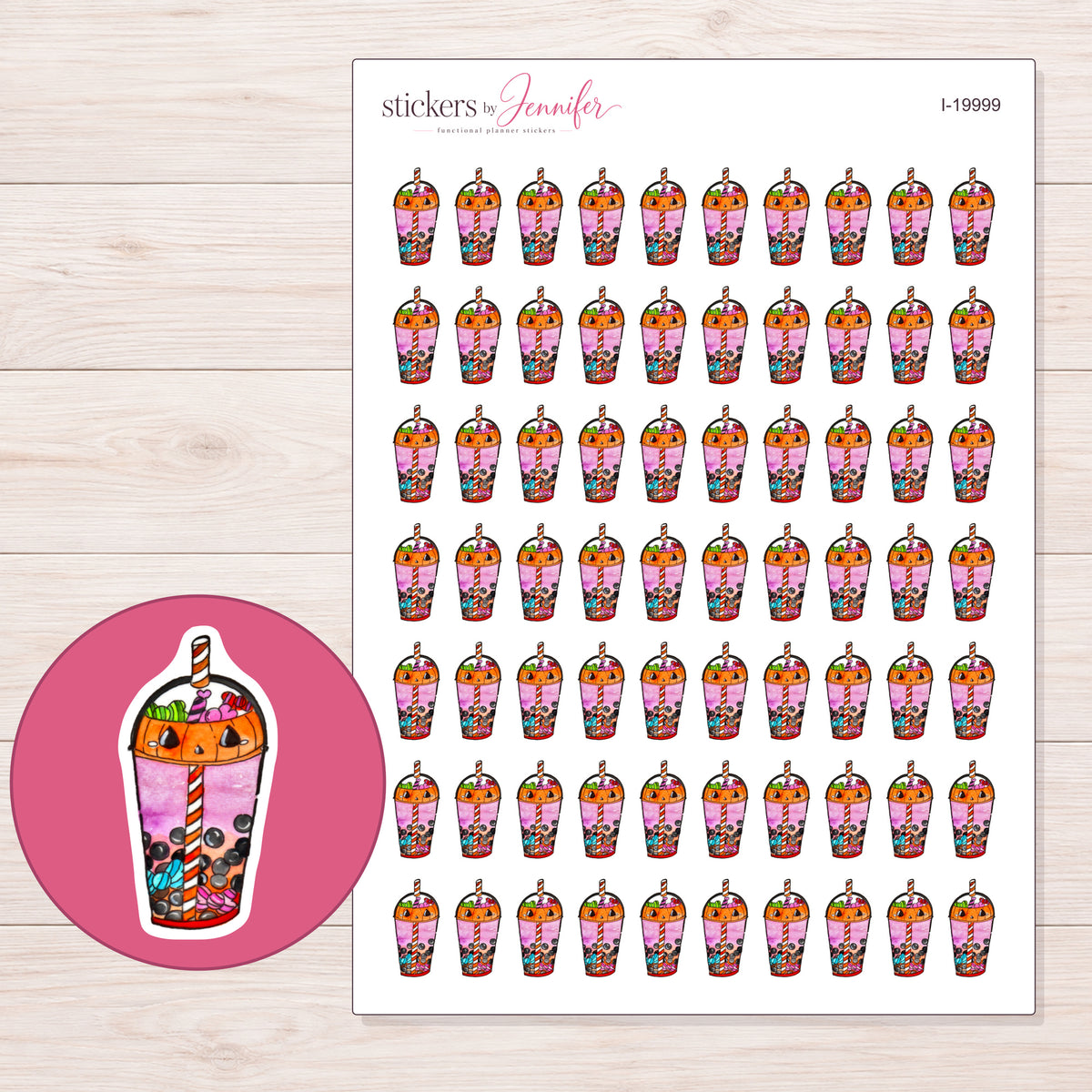 I-19999 planner sticker sheet with enlarged sticker detail