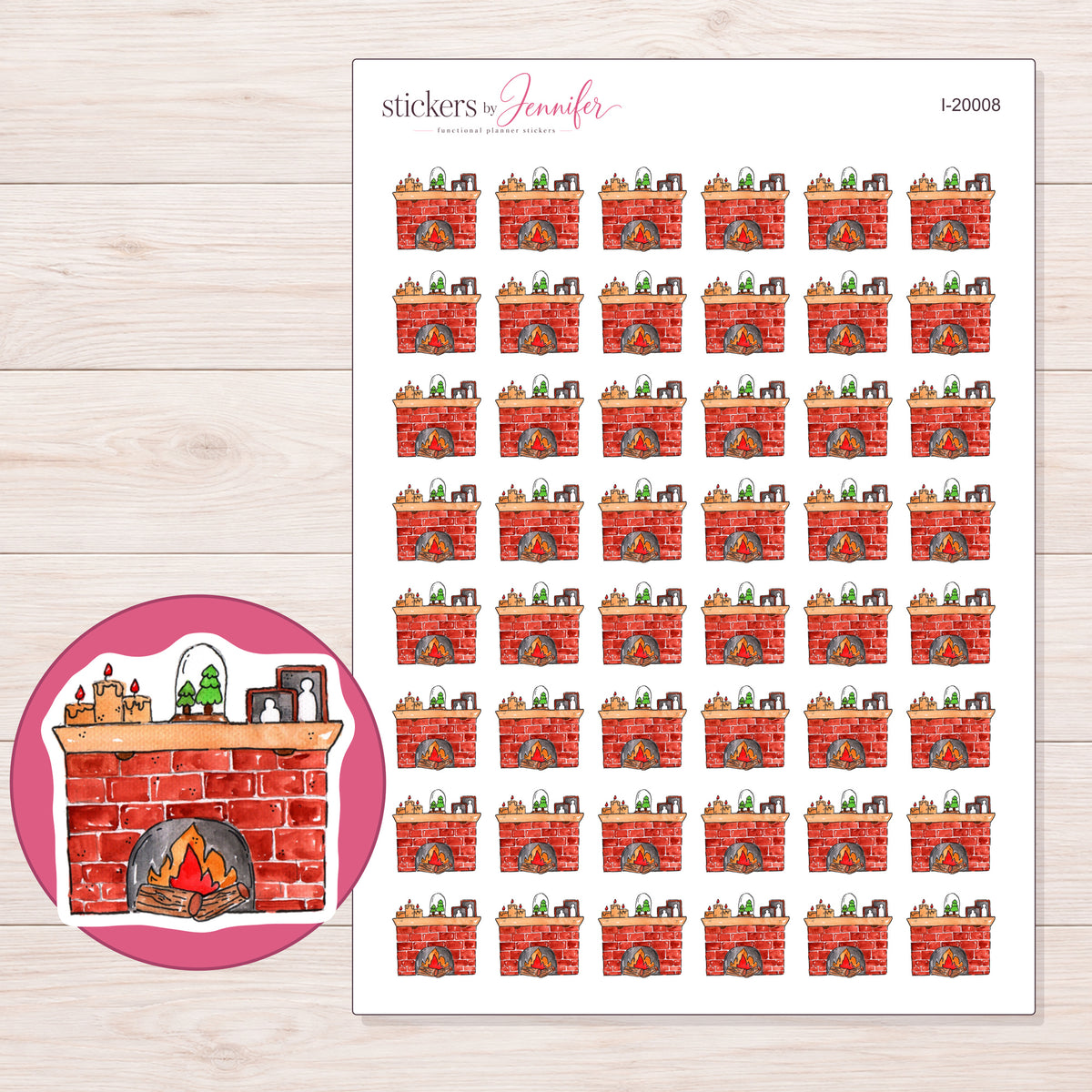 I-20008 planner sticker sheet with enlarged sticker detail