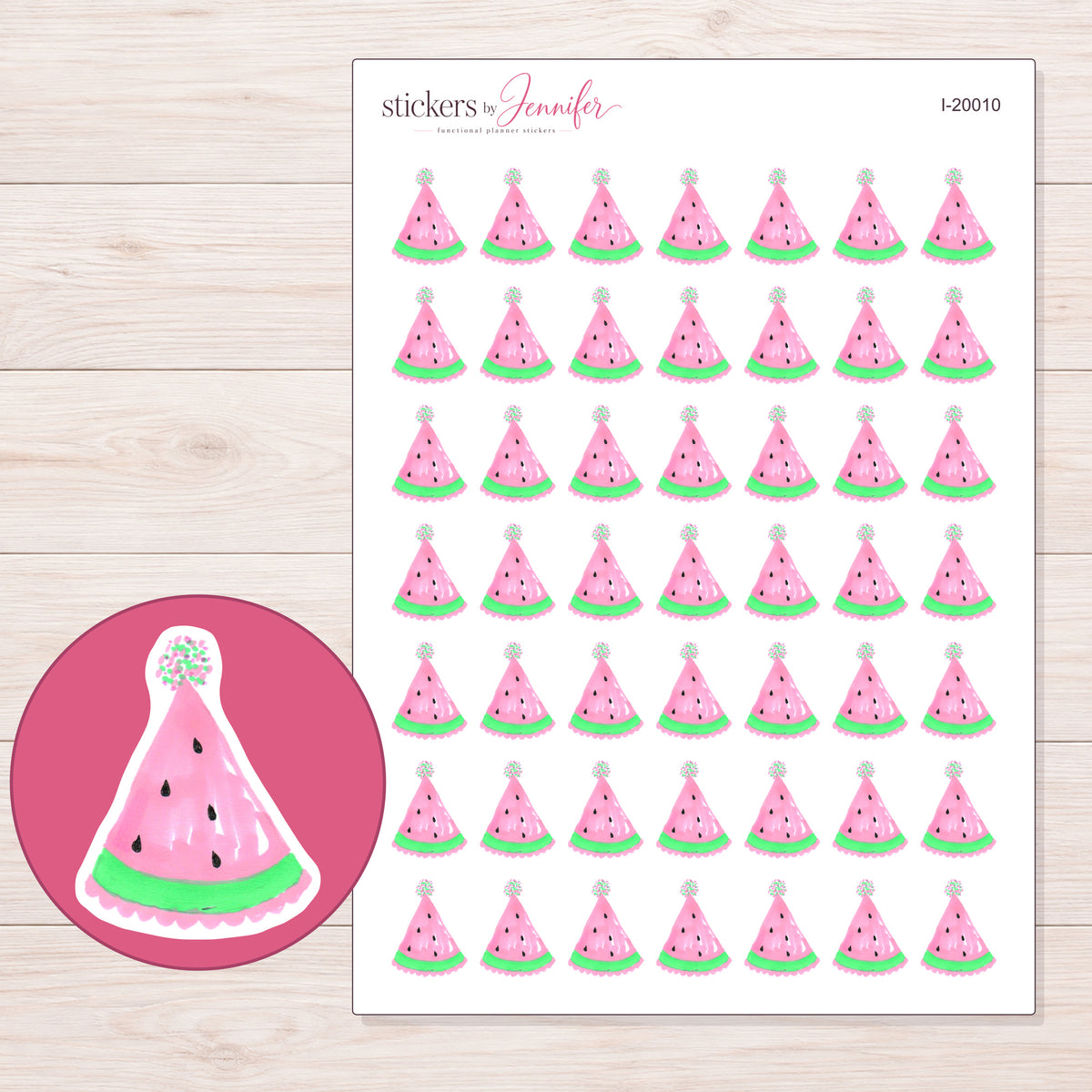 I-20010 planner sticker sheet with enlarged sticker detail