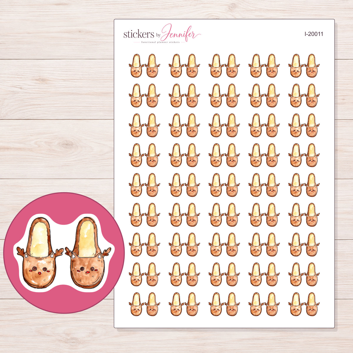 I-20011 planner sticker sheet with enlarged sticker detail