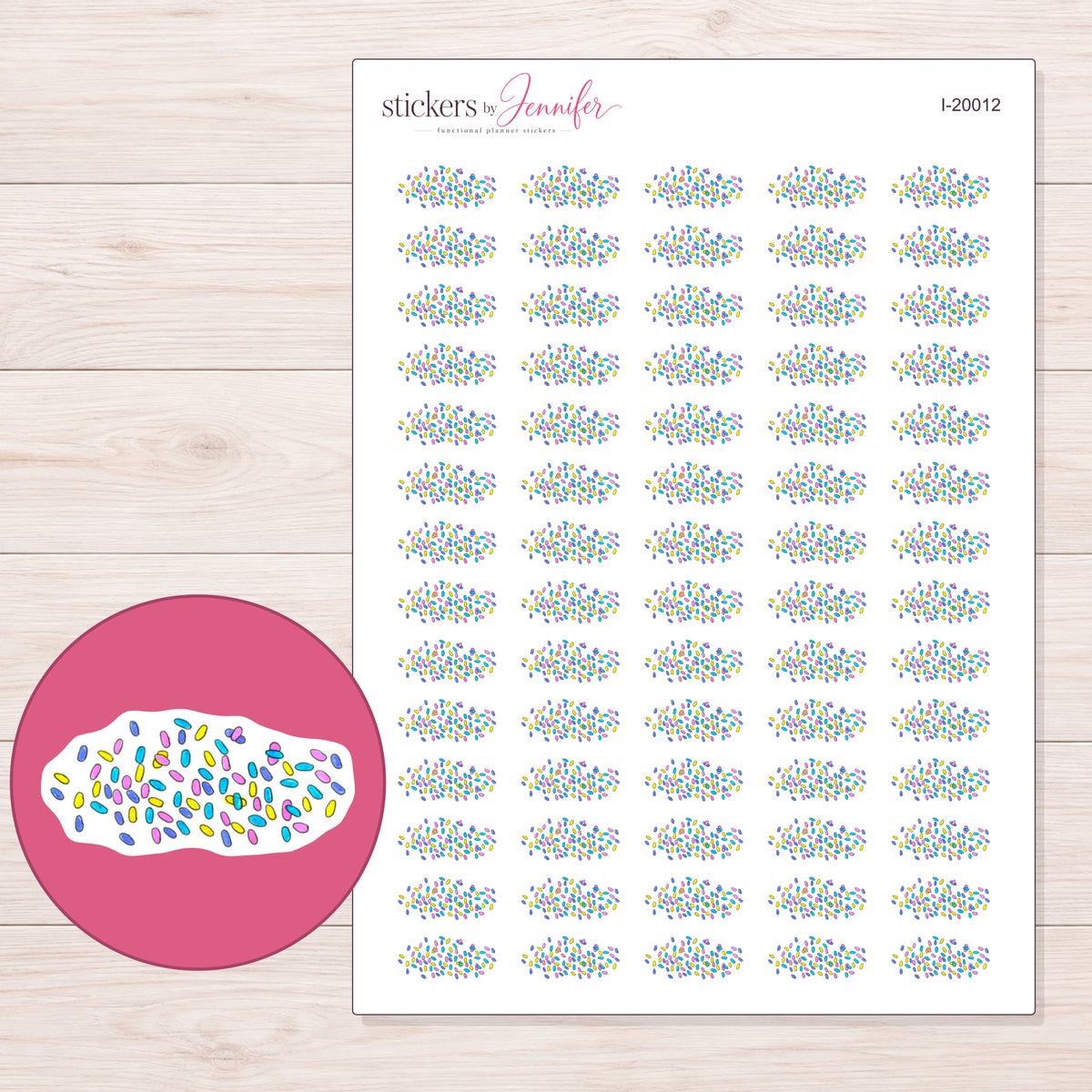I-20012 planner sticker sheet with enlarged sticker detail