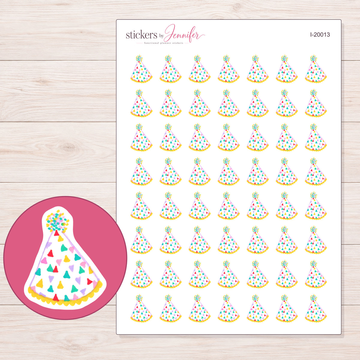 I-20013 planner sticker sheet with enlarged sticker detail