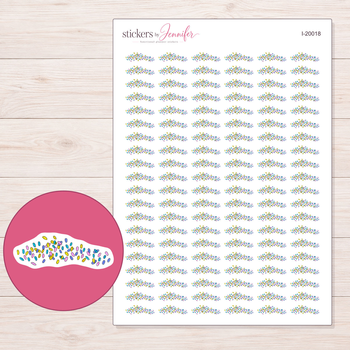 I-20018 planner sticker sheet with enlarged sticker detail