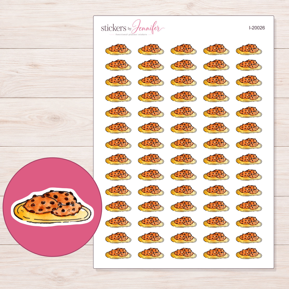 I-20026 planner sticker sheet with enlarged sticker detail