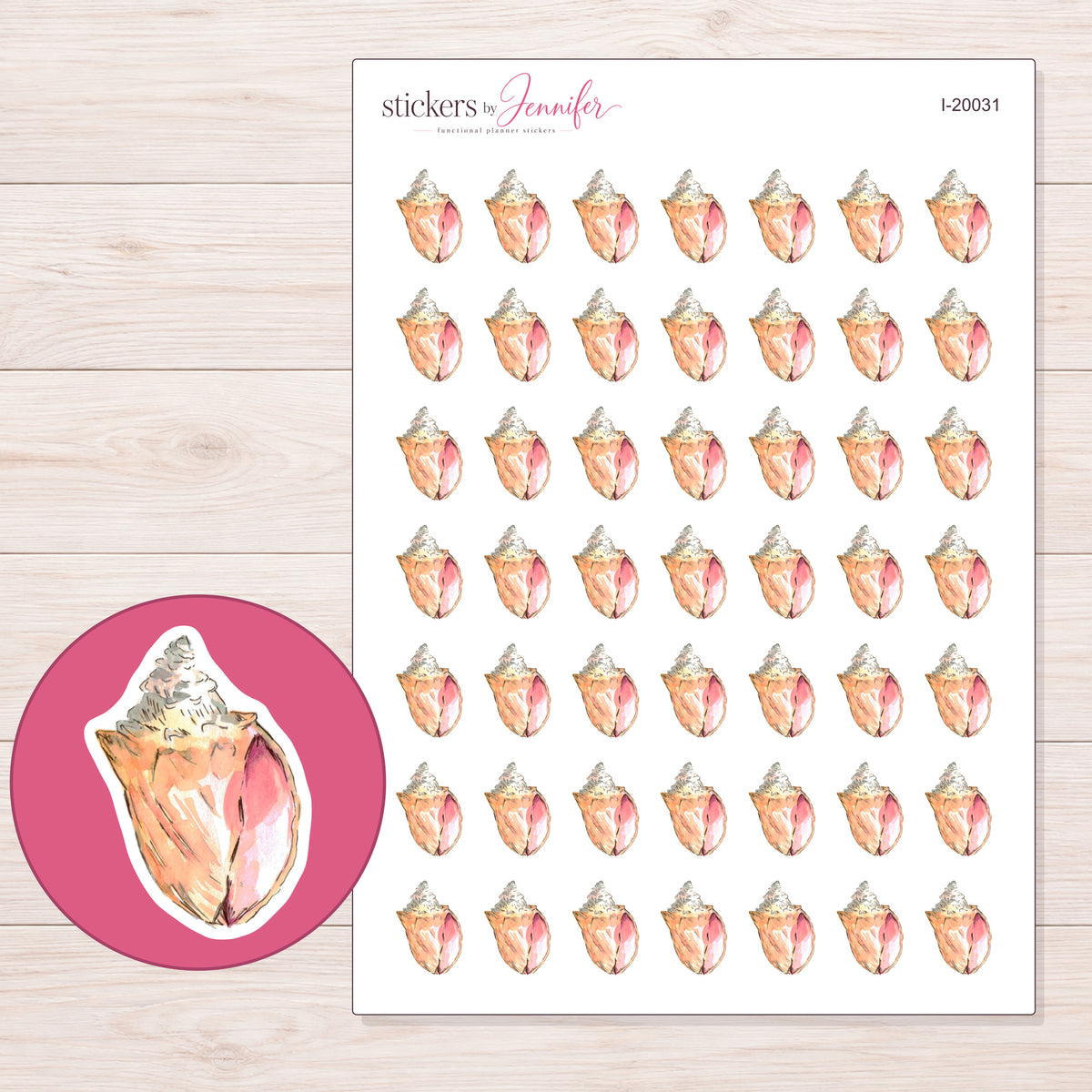 I-20031 planner sticker sheet with enlarged sticker detail