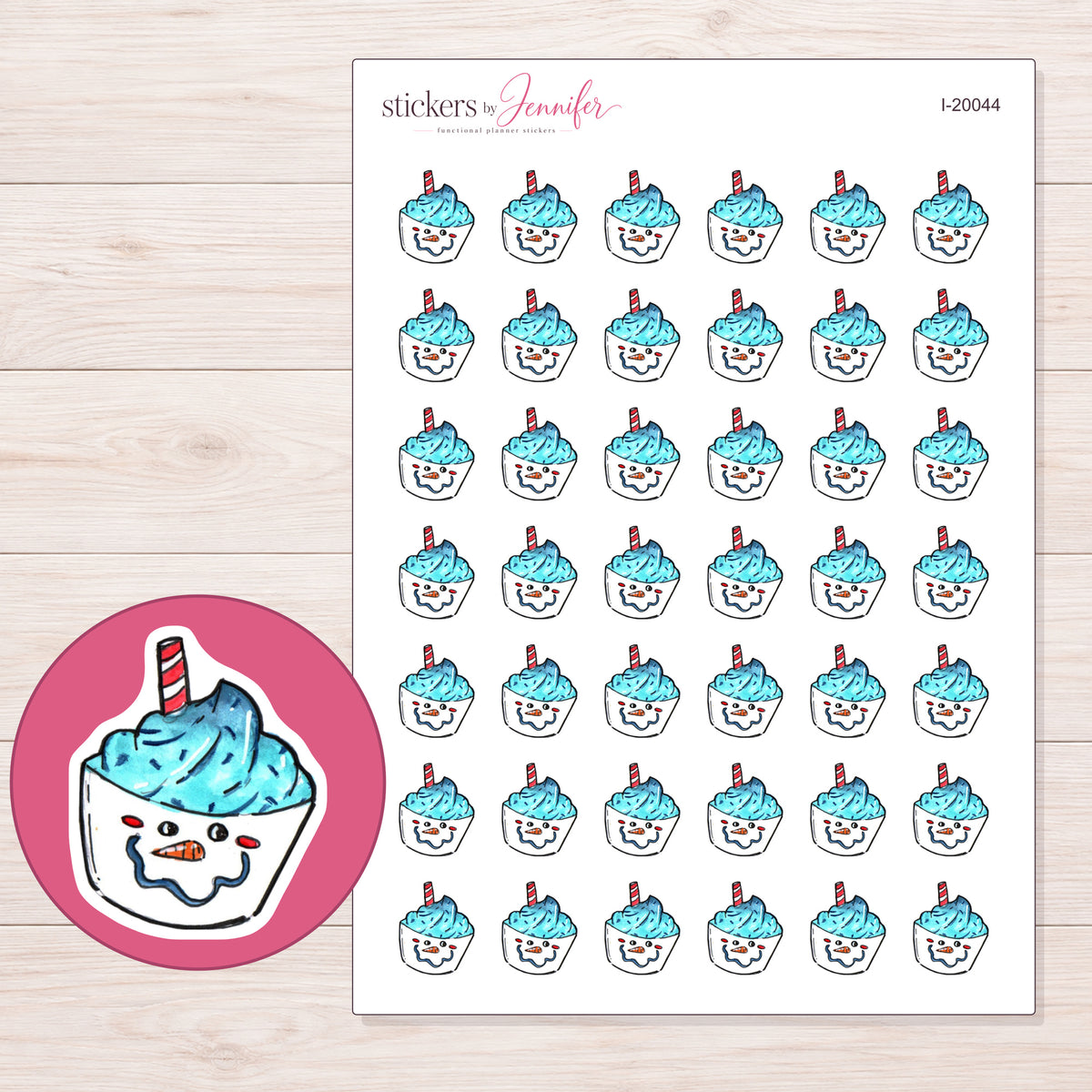 I-20044 planner sticker sheet with enlarged sticker detail