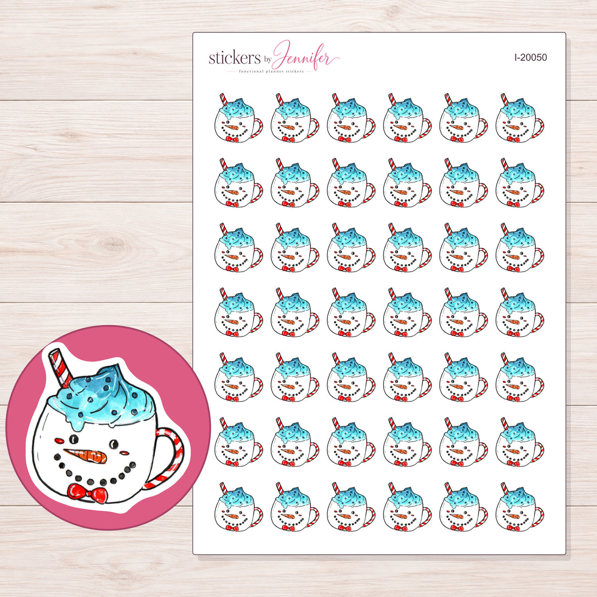 I-20050 planner sticker sheet with enlarged sticker detail