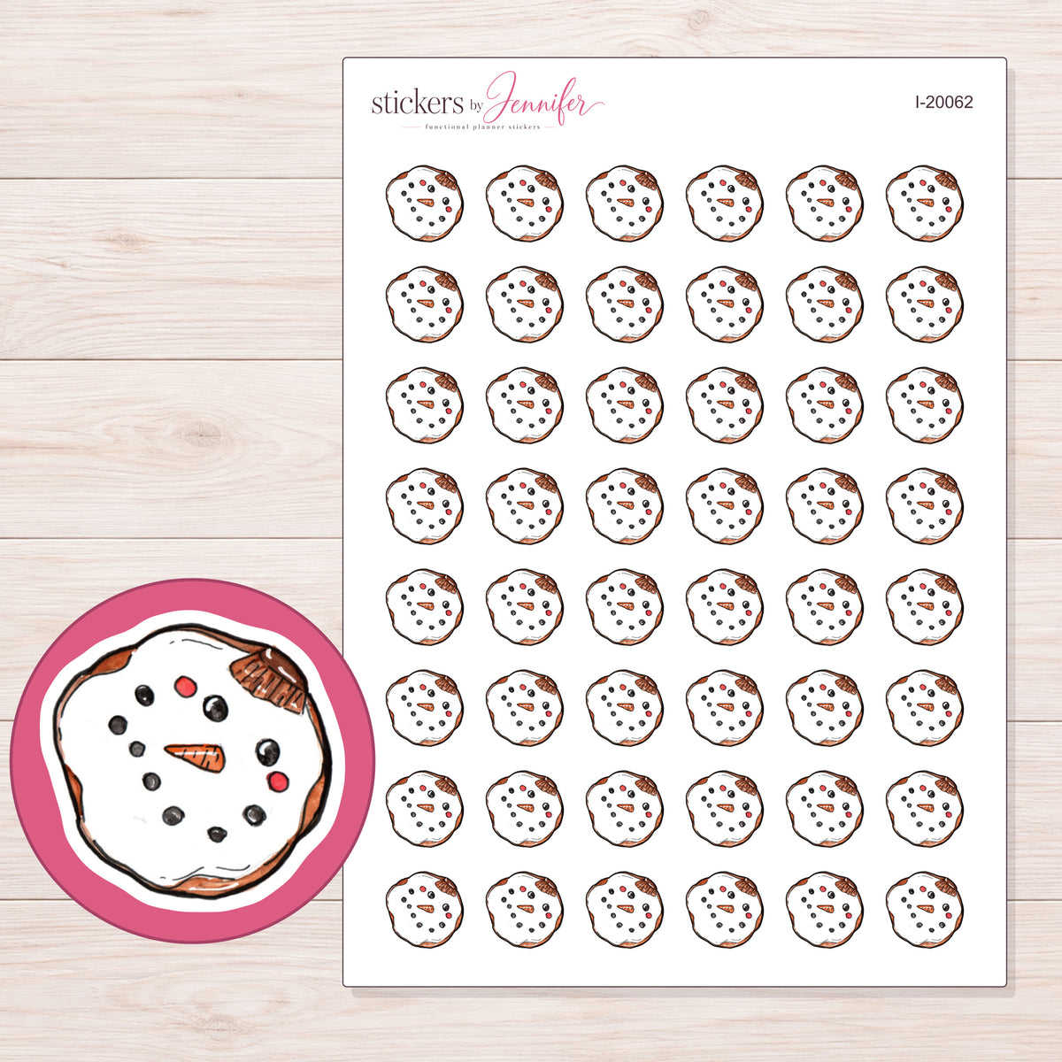 I-20062 planner sticker sheet with enlarged sticker detail
