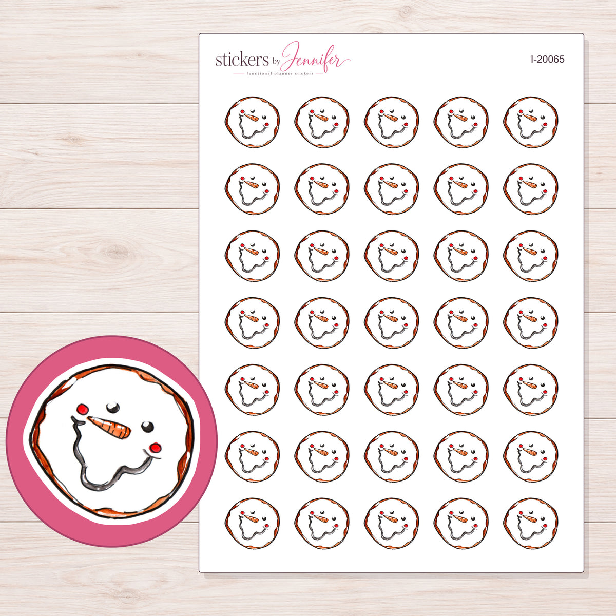 I-20065 planner sticker sheet with enlarged sticker detail