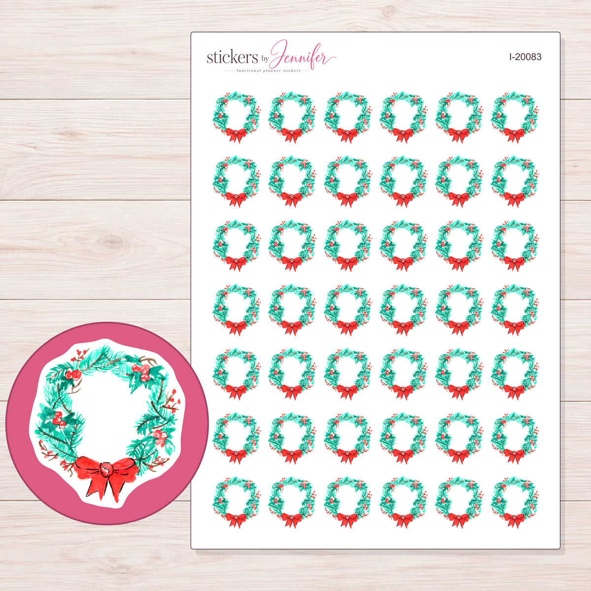 I-20083 planner sticker sheet with enlarged sticker detail