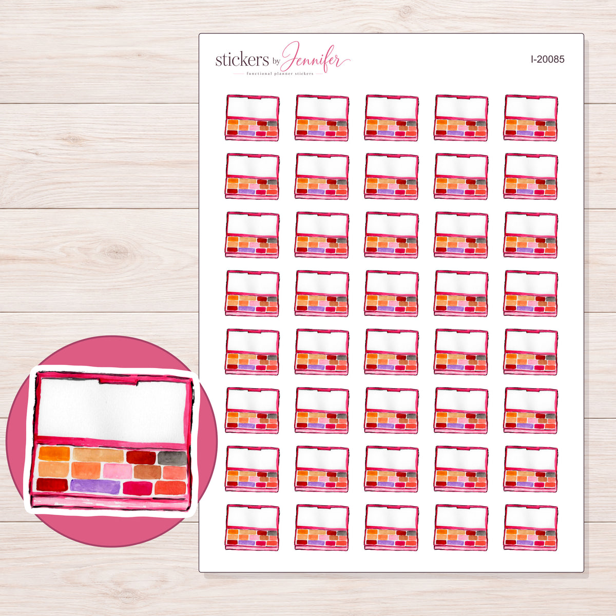 I-20085 planner sticker sheet with enlarged sticker detail